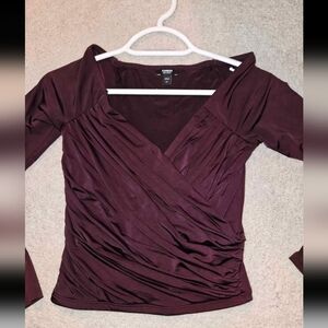 Express Deep Burgundy Wrap Top